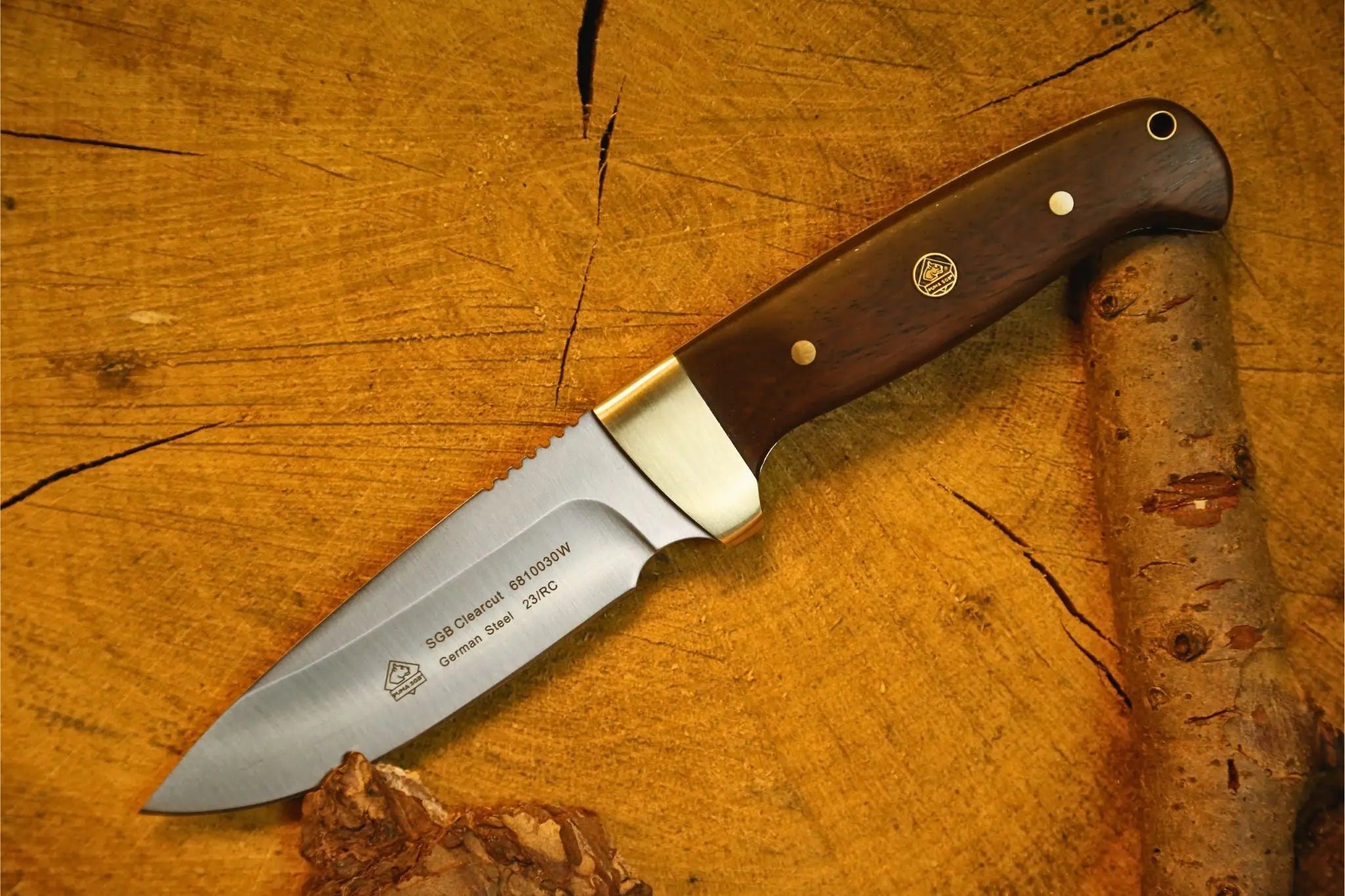 puma-sgb-clearcut-jagdmesser-jacaranda-holz-mit-lederscheide image 2