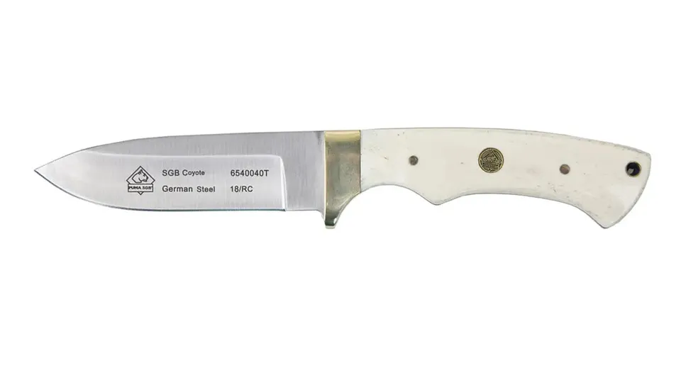 puma-sgb-coyote-jagdmesser-wei-er-knochen-lederscheide image 1