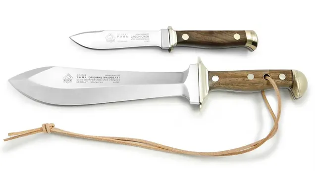 puma-waidbesteck-jagdmesser-set-walnussholz-mit-lederscheide image 1