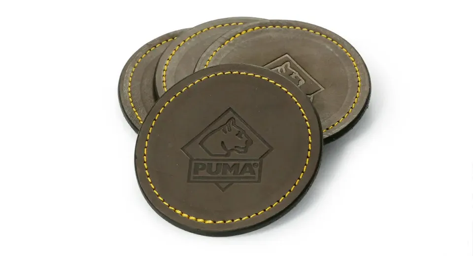 puma-leder-untersetzer-goldnaht-sattelleder-4er-set-rund image 1