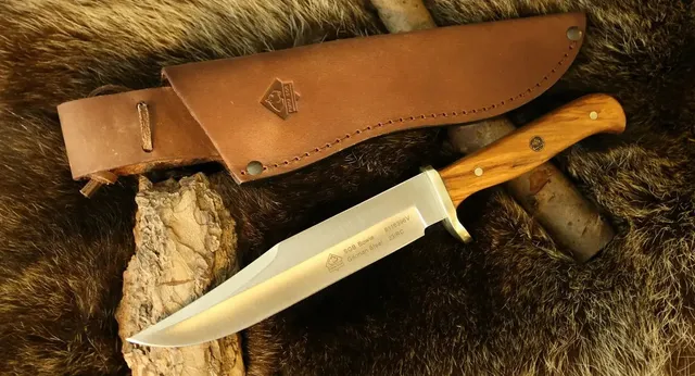 puma-sgb-bowie-messer-olivenholz-mit-lederscheide image 1