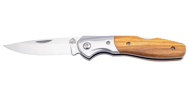 puma-tec-taschenmesser-olive-holz-mit-clip-back-lock image 1
