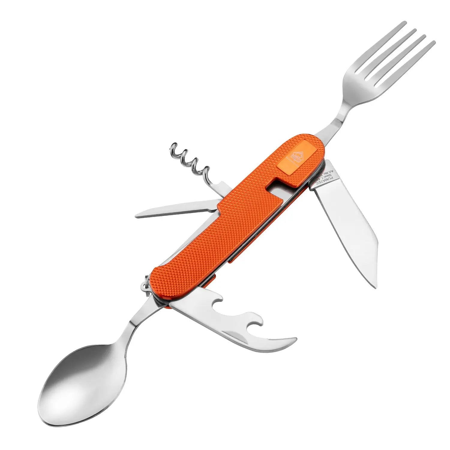 puma-tec-camping-tool-multitool-besteck-orange-mit-leinenbeutel image 1