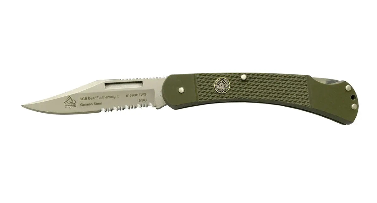 puma-sgb-bear-featherweight-taschenmesser-olivgr-n-s-gezahnung image 1