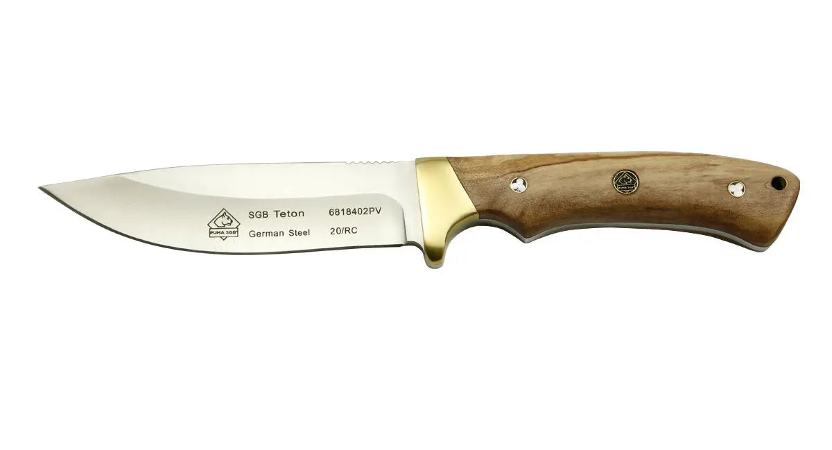 puma-sgb-teton-olivenholz-feststehendes-messer-lederscheide image 1