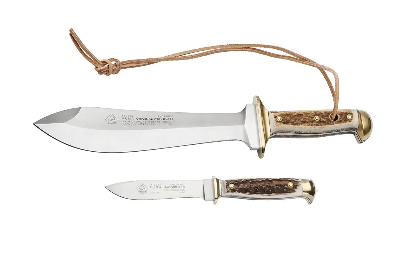 puma-waidbesteck-jagdmesser-set-hirschhorn-waidblatt-mit-nicker image 1
