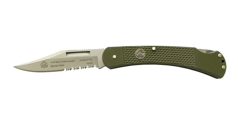puma-sgb-bear-featherweight-taschenmesser-olivgr-n-s-gezahnung image 1