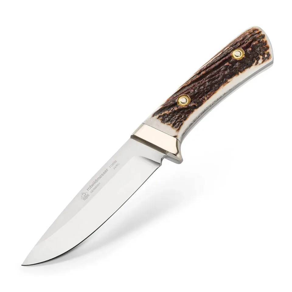 puma-rotwild-jagdmesser-hirschhorn-flachschliff-neusilber image 1