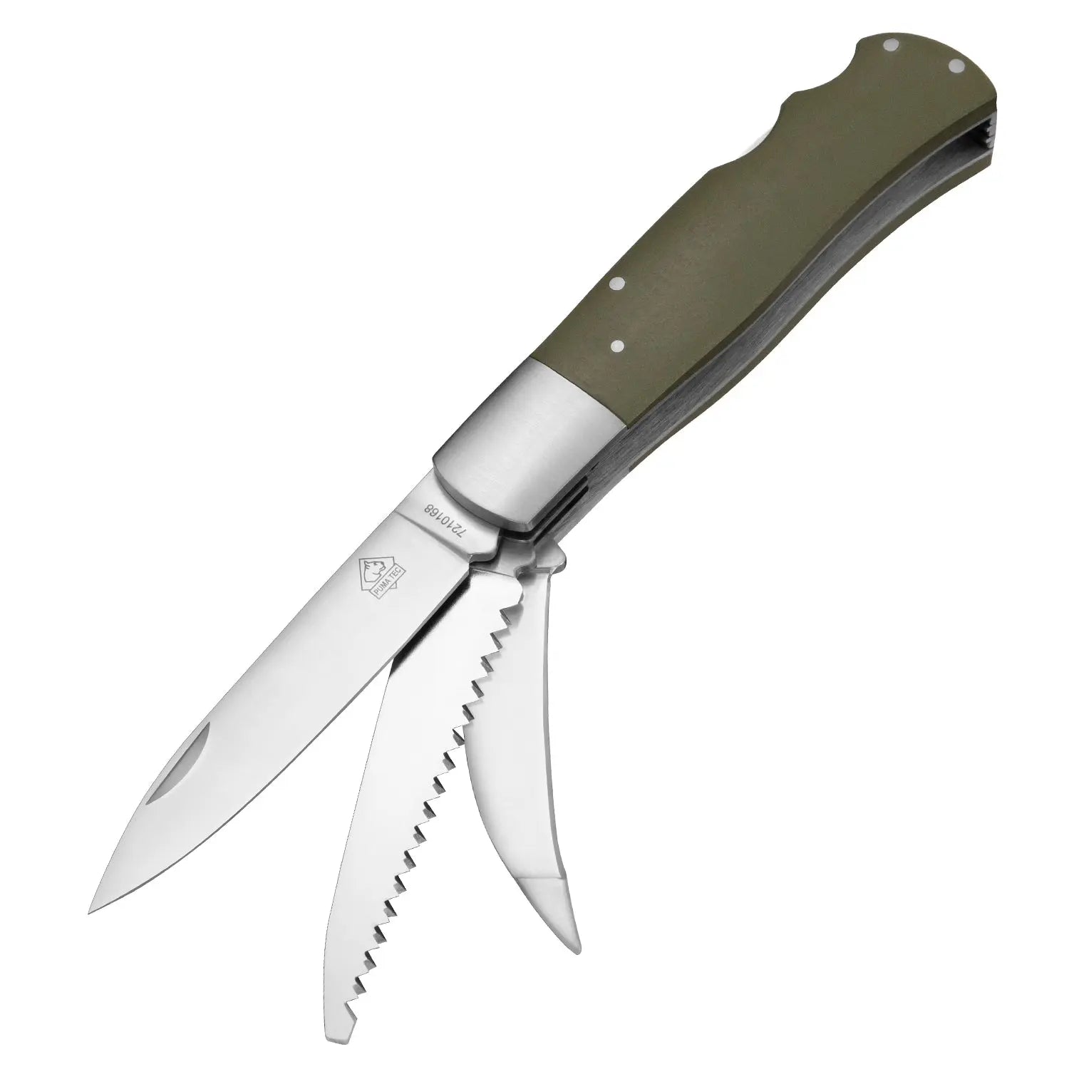 puma-tec-jagdtaschenmesser-g10-gr-n-440c-mit-lederscheide image 1