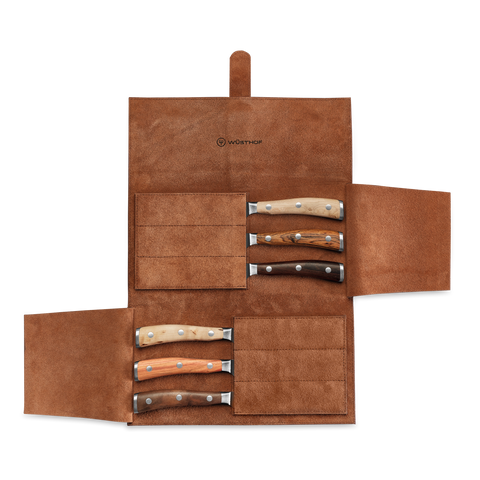 w-sthof-ikon-6-teiliges-steakmesserset-mixed-wood-mit-lederrolle image 1